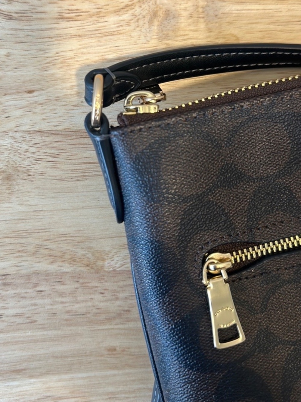 COACH Mini Rowan File Crossbody Bag in Walnut/Black - Picture 3 of 5